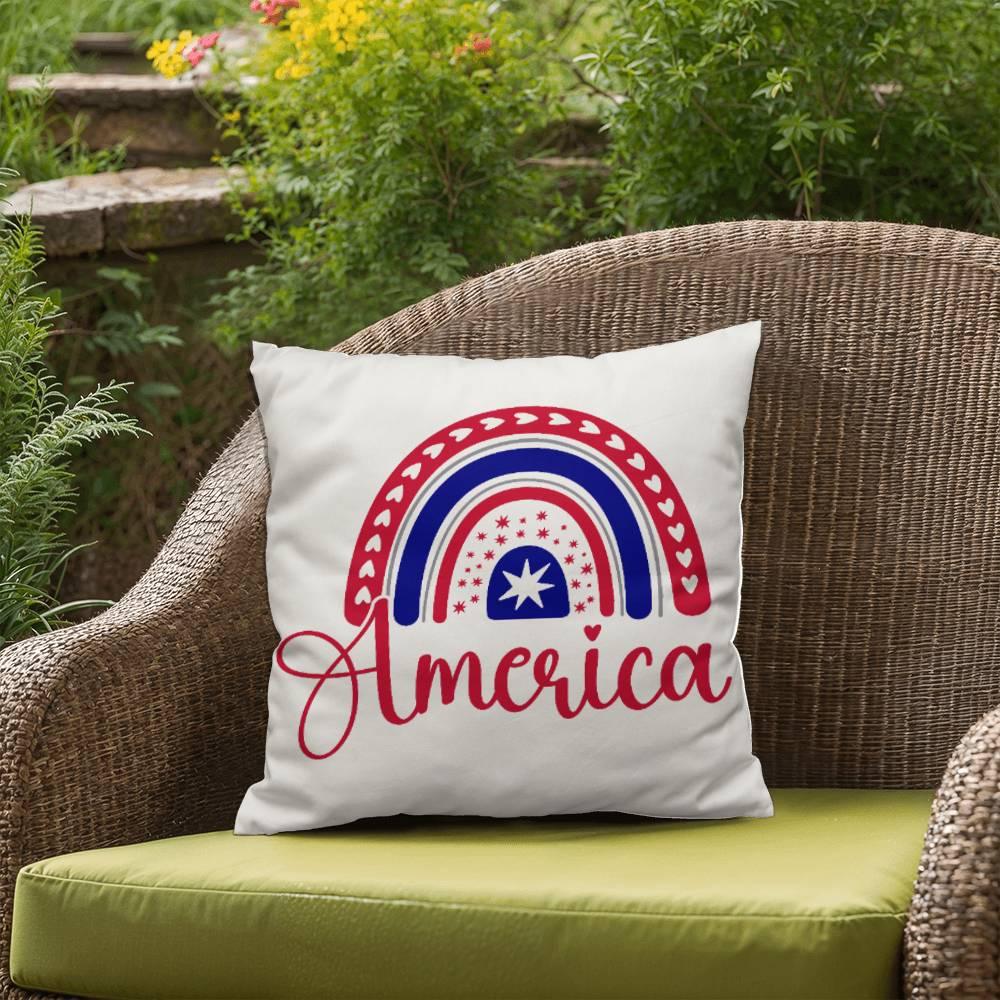 America Red White Blue Rainbow Patriotic Indoor-Outdoor Pillow