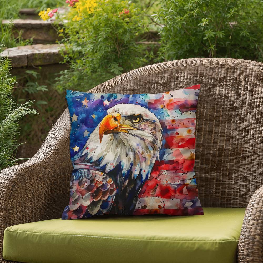 Eagle with American Flag Patriotic Indoor/Outdoor Pillow Decor