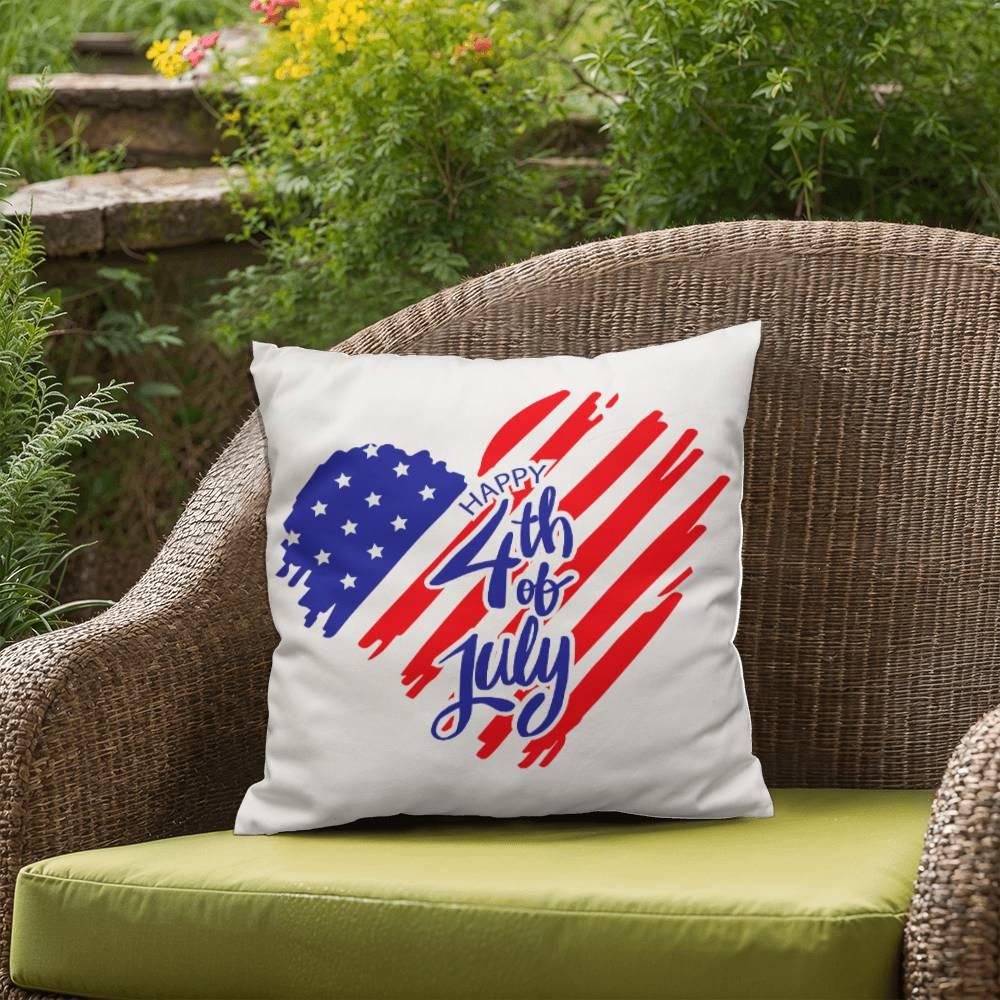 Happy 4th of July Patriotic Heart Comfy Indoor-Outdoor Pillow