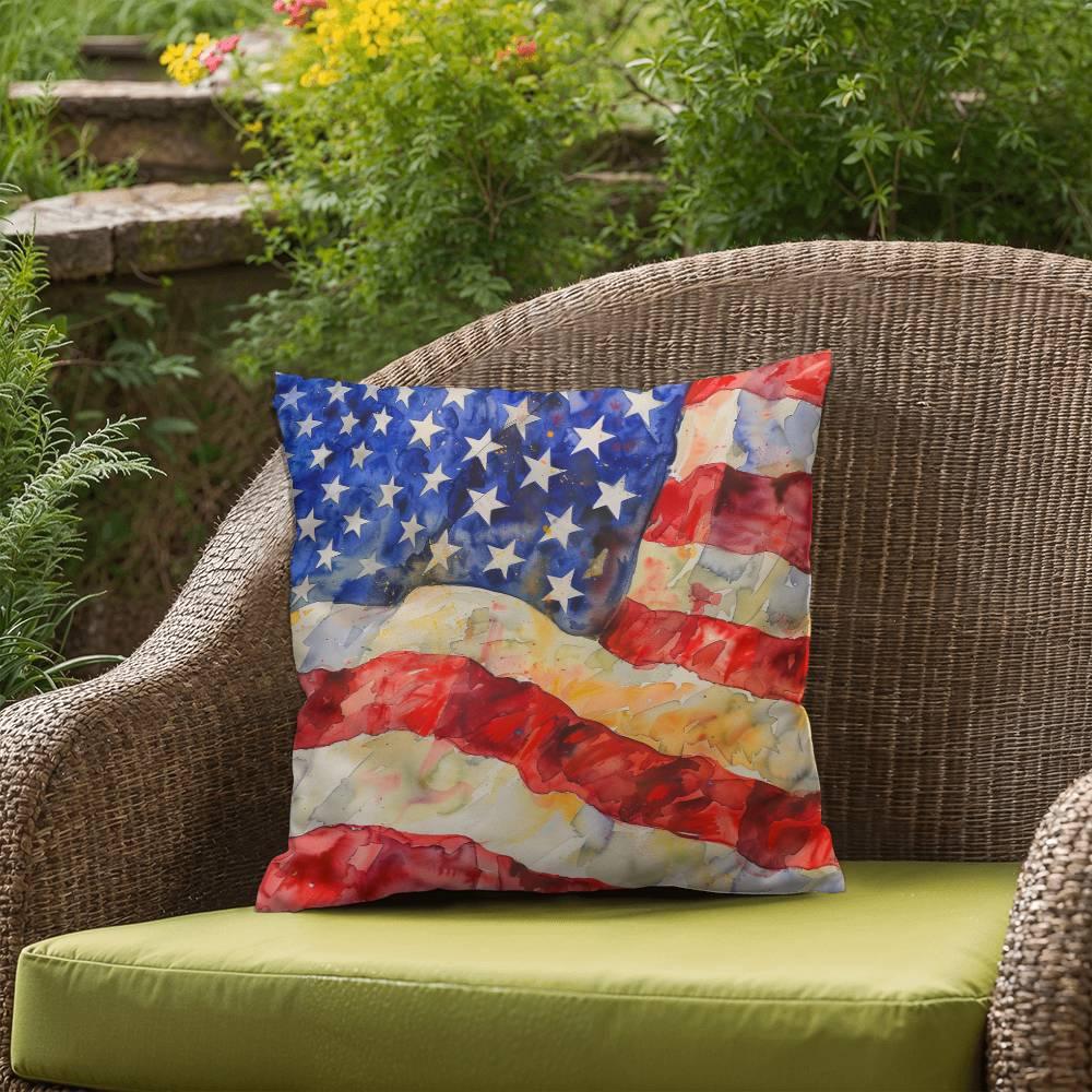 Old Glory American Flag Patriotic Indoor-Outdoor Home Decor Pillow