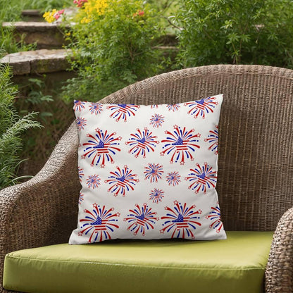 Star Red White and Blue Fireworks 4th of July Patriotic Indoor-Outdoor Pillow