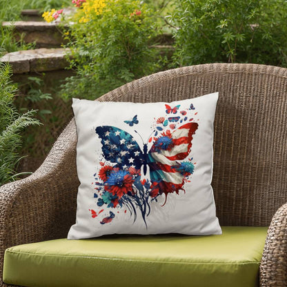 American Flag Patriotic Butterfly Indoor-Outdoor Pillow