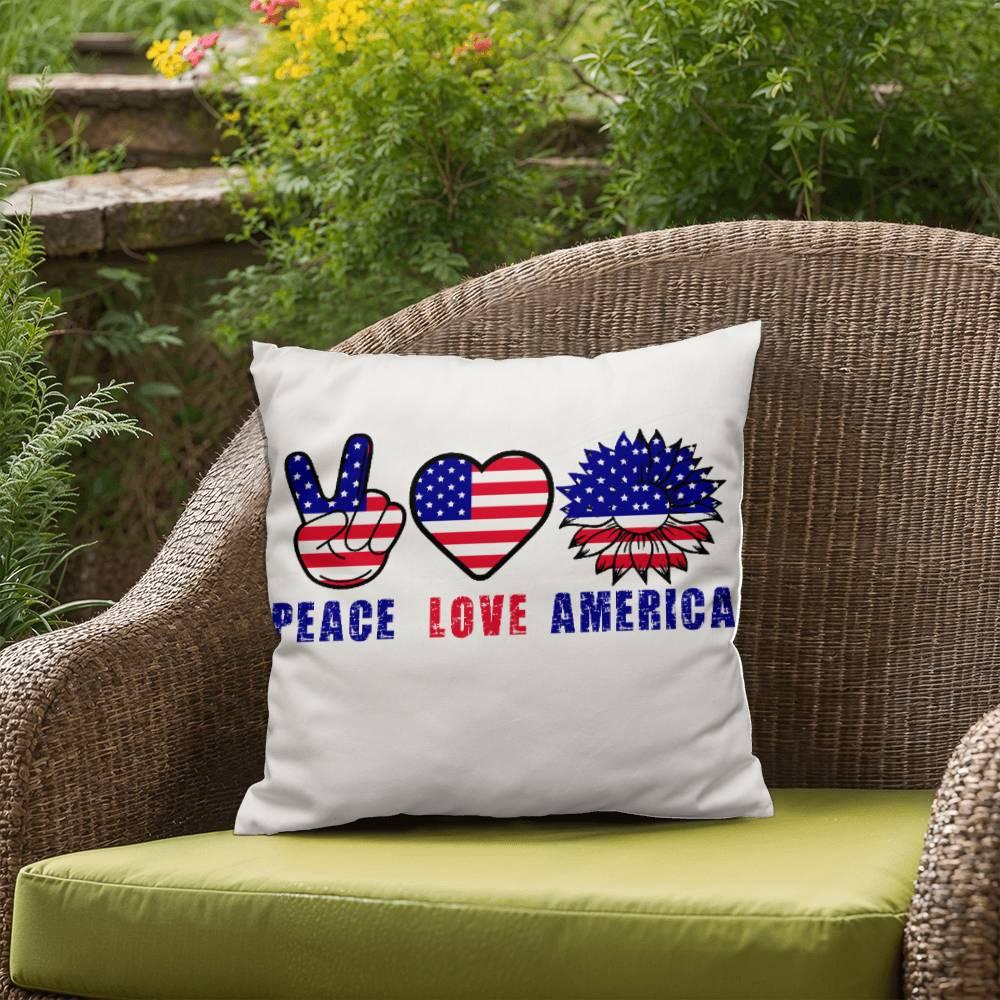 Peace Love America Comfy Indoor-Outdoor Pillow