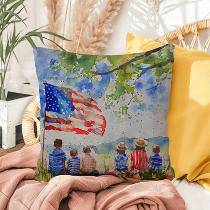 Patriotic Home Decor Waiting for Fireworks Fourth of July Indoor-Outdoor Pillow