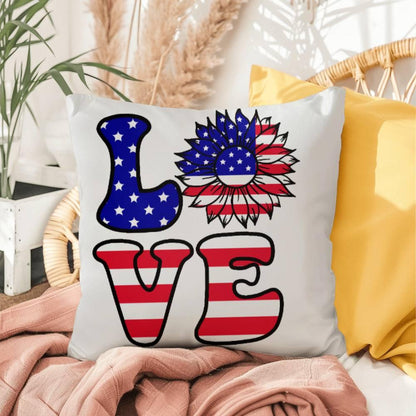 Red, White and Blue Love Patriotic Comfy Indoor-Outdoor Pillow