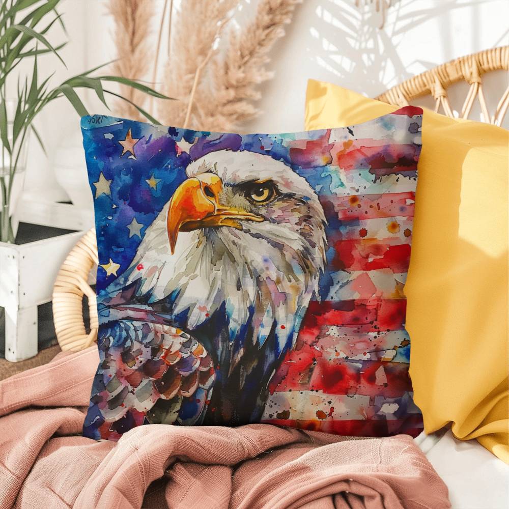 Eagle with American Flag Patriotic Indoor/Outdoor Pillow Decor