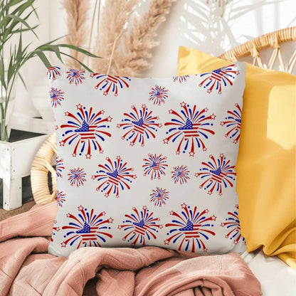 Star Red White and Blue Fireworks 4th of July Patriotic Indoor-Outdoor Pillow