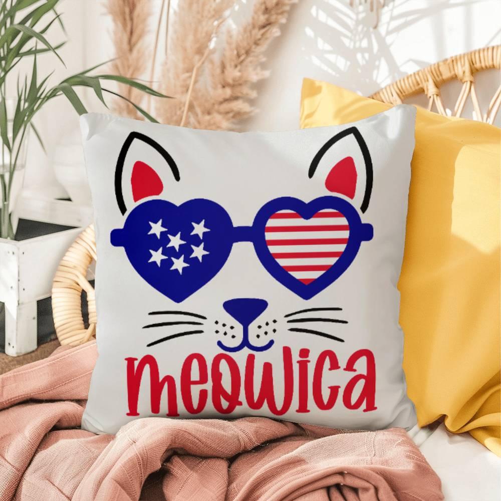 Mewoica Cat Patriotic Indoor-Outdoor Pillow