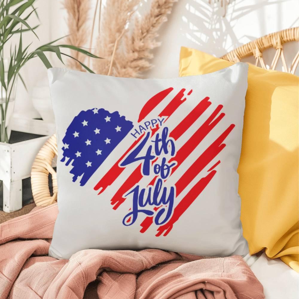 Happy 4th of July Patriotic Heart Comfy Indoor-Outdoor Pillow