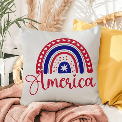 America Red White Blue Rainbow Patriotic Indoor-Outdoor Pillow