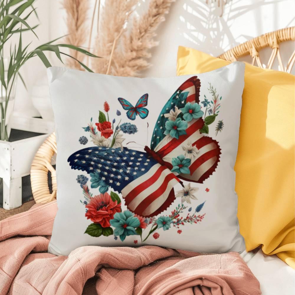 Butterfly Bouquet Patriotic Indoor-Outdoor Pillow