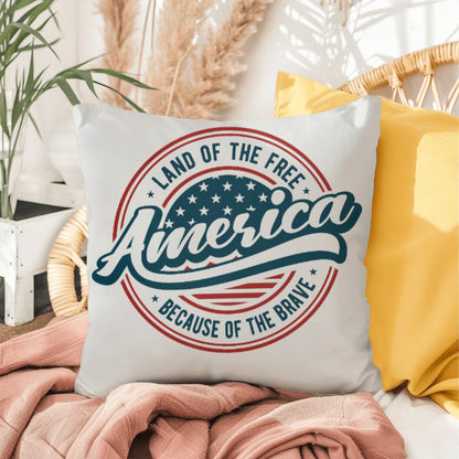 America Land of the Free Patriotic Indoor-Outdoor Pillow