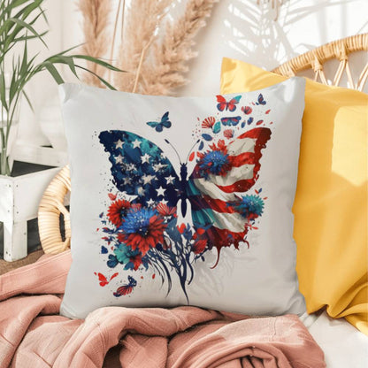 American Flag Patriotic Butterfly Indoor-Outdoor Pillow