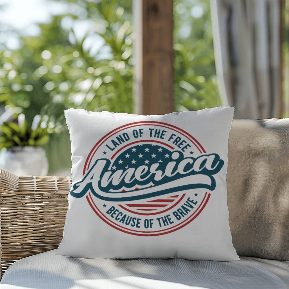 America Land of the Free Patriotic Indoor-Outdoor Pillow