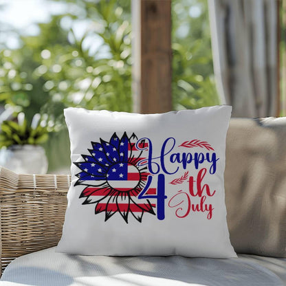 Happy 4th of July Sunflower Patriotic Comfy Indoor-Outdoor Pillow