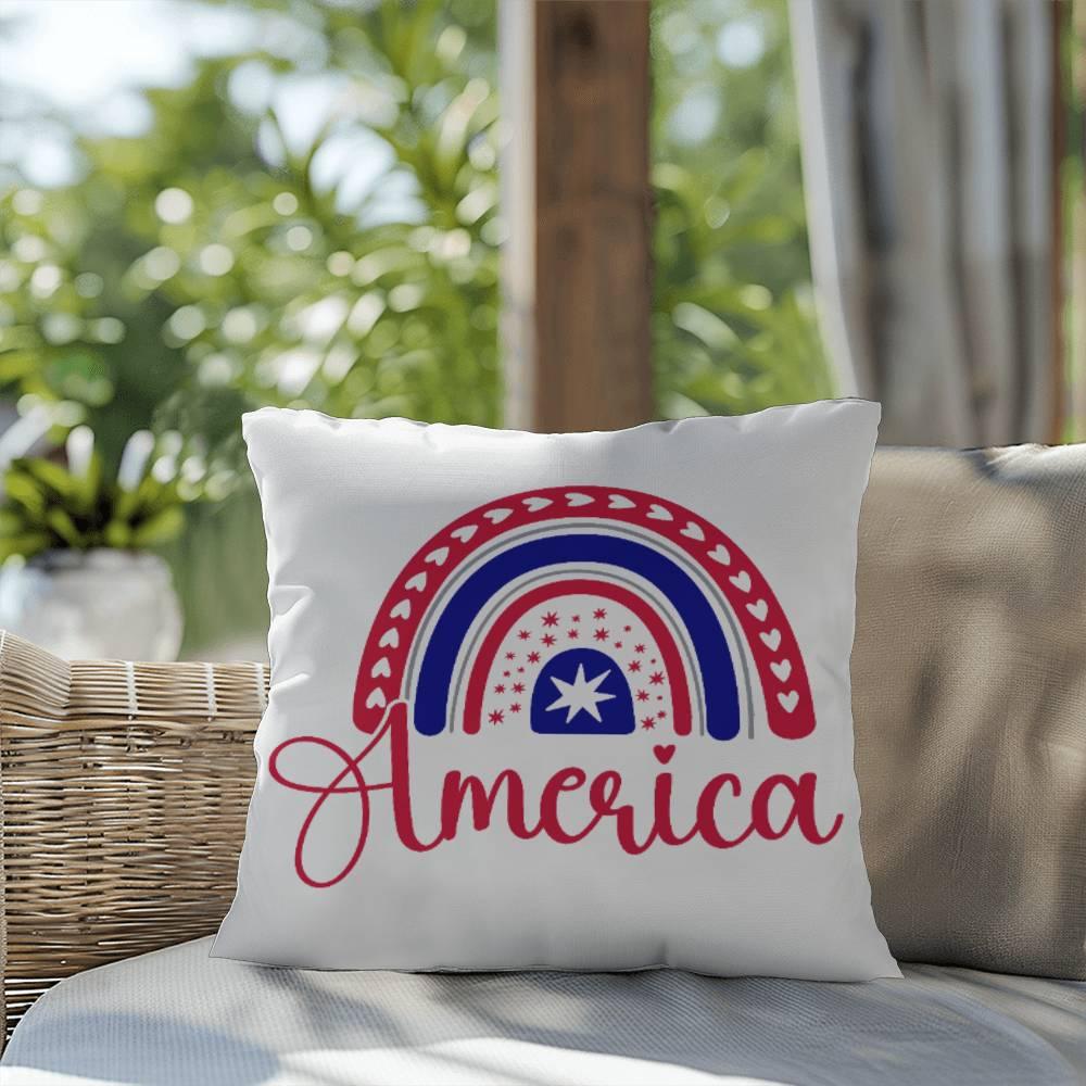 America Red White Blue Rainbow Patriotic Indoor-Outdoor Pillow