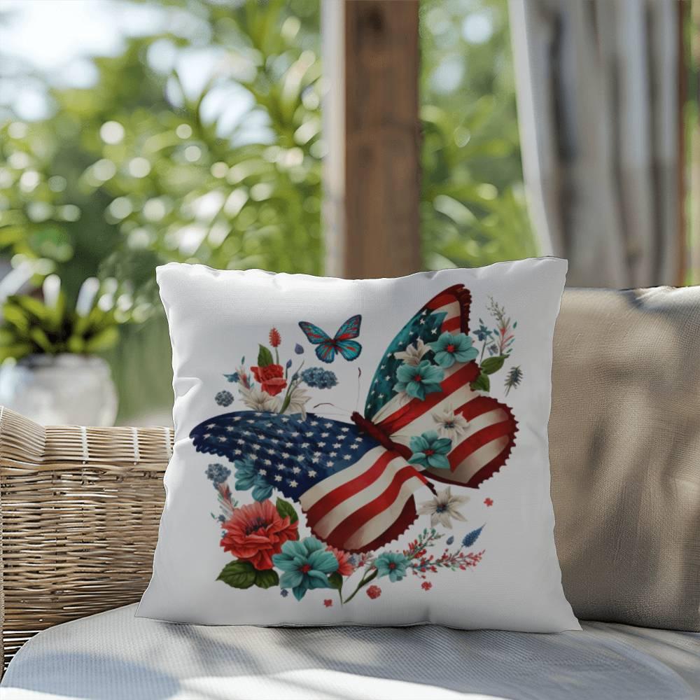 Butterfly Bouquet Patriotic Indoor-Outdoor Pillow