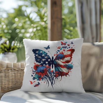 American Flag Patriotic Butterfly Indoor-Outdoor Pillow