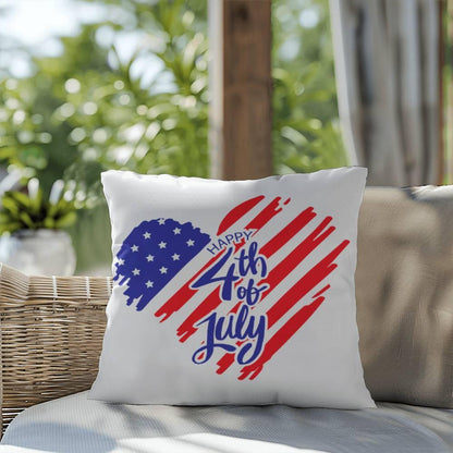 Happy 4th of July Patriotic Heart Comfy Indoor-Outdoor Pillow