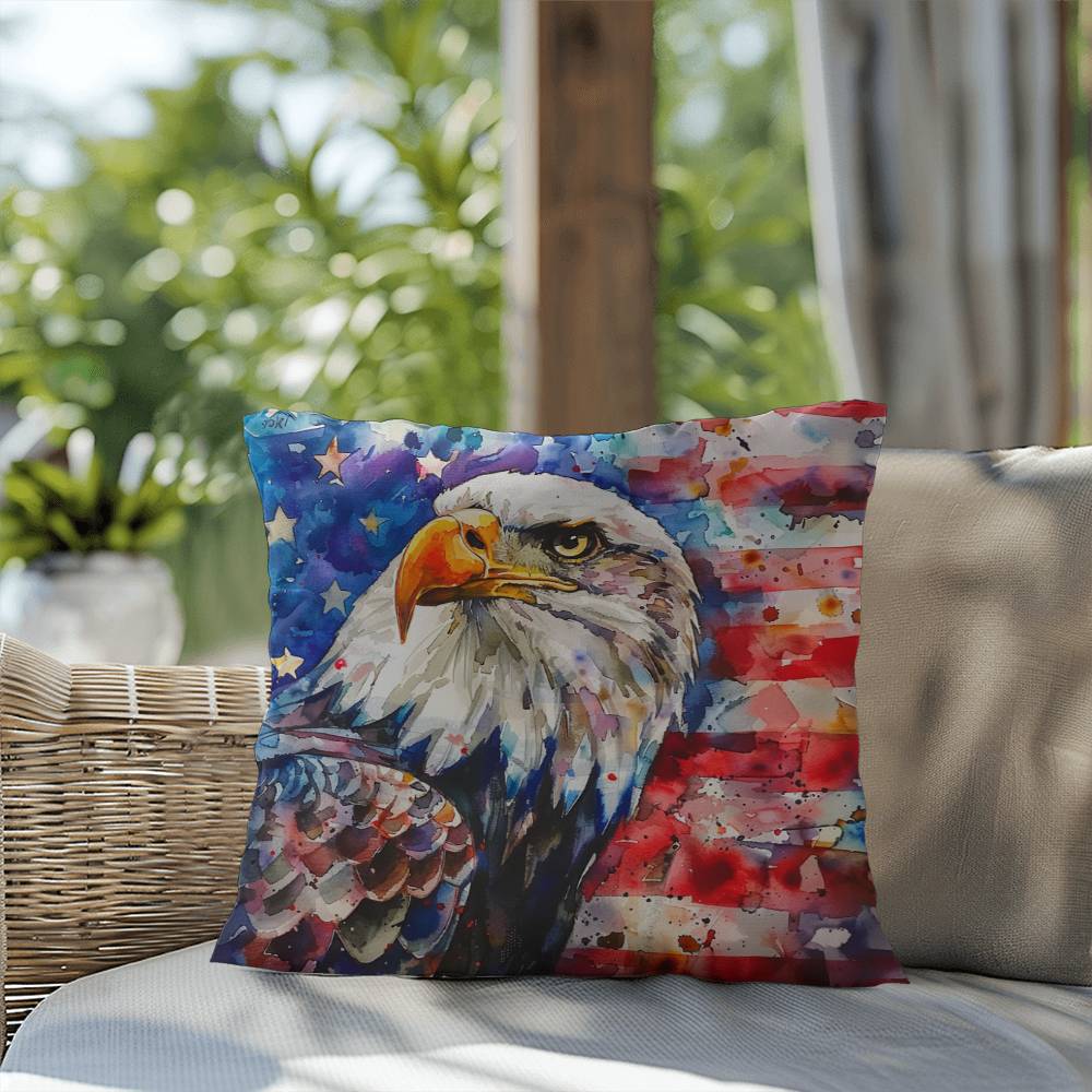 Eagle with American Flag Patriotic Indoor/Outdoor Pillow Decor