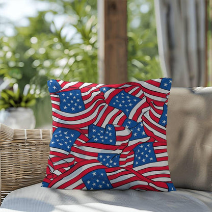 Patriotic American Flags Indoor-Outdoor Printed Pillow