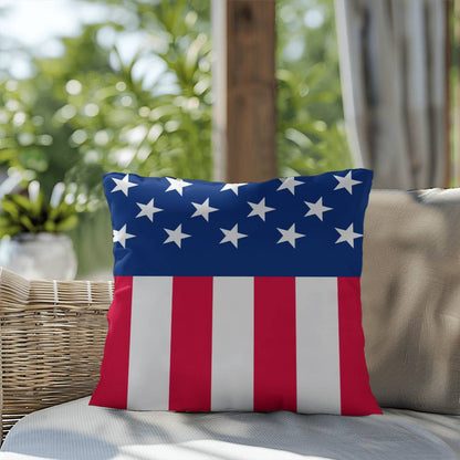 American Flag Patriotic Home Decor Indoor-Outdoor Polyester Printed Pillow