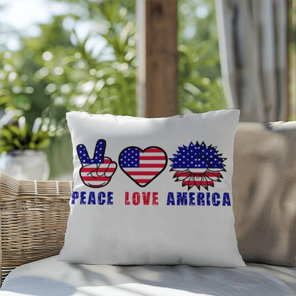 Peace Love America Patriotic Indoor-Outdoor Pillow