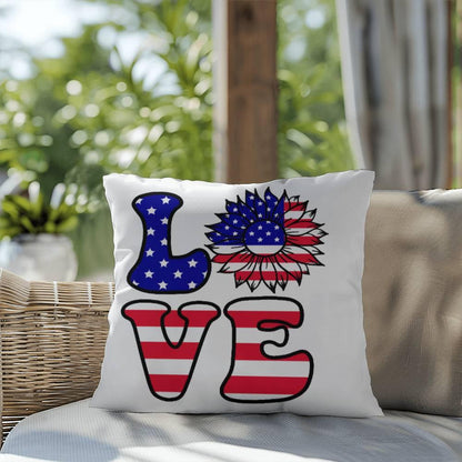 Red, White and Blue Love Patriotic Comfy Indoor-Outdoor Pillow