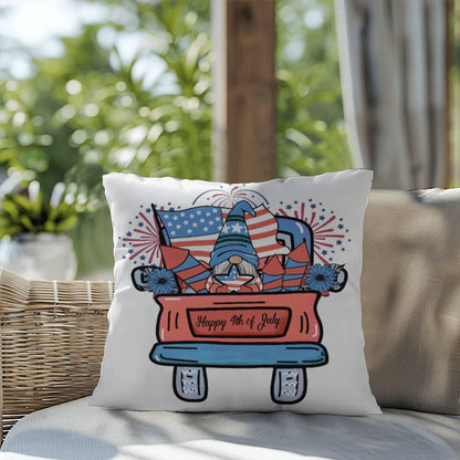 Fourth of July Gnome Parade Patriotic Indoor-Outdoor Pillow