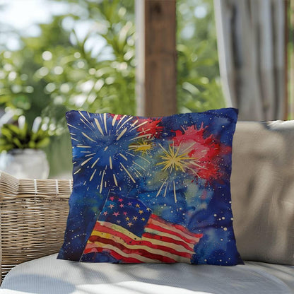 Fireworks Flag and Freedom Patriotic Indoor-Outdoor Home Decor Pillow