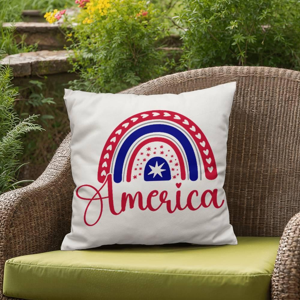 America Red White Blue Rainbow Patriotic Indoor-Outdoor Pillow