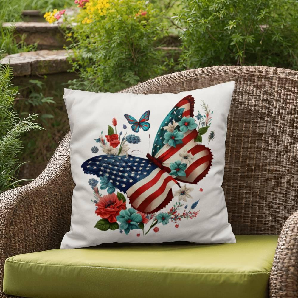 Butterfly Bouquet Patriotic Indoor-Outdoor Pillow