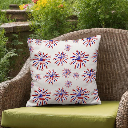 Star Red White and Blue Fireworks 4th of July Patriotic Indoor-Outdoor Pillow