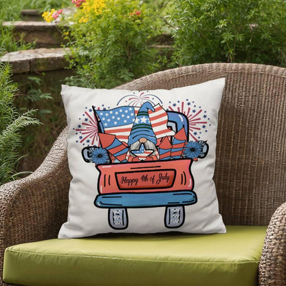 Fourth of July Gnome Parade Patriotic Indoor-Outdoor Pillow