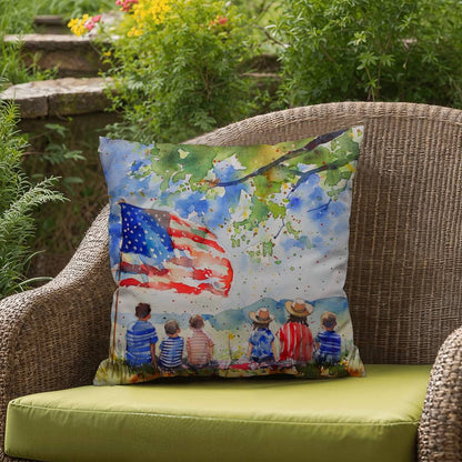 Patriotic Home Decor Waiting for Fireworks Fourth of July Indoor-Outdoor Pillow