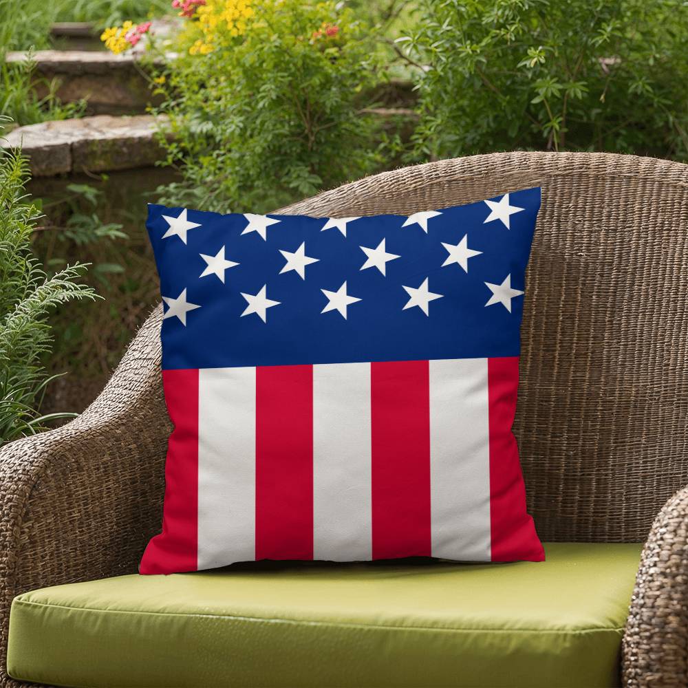 American Flag Patriotic Home Decor Indoor-Outdoor Polyester Printed Pillow