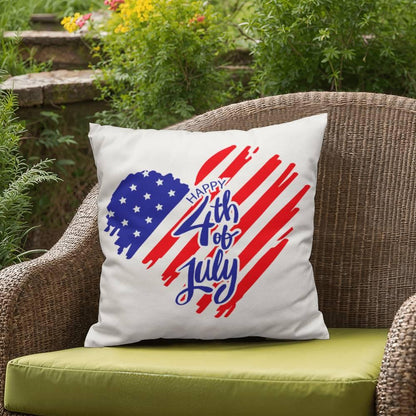 Happy 4th of July Patriotic Heart Comfy Indoor-Outdoor Pillow