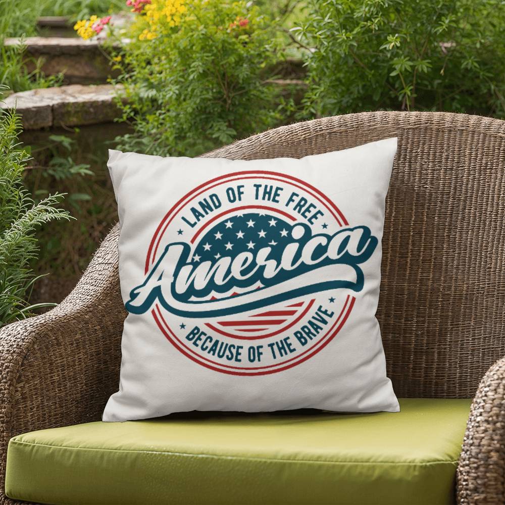 America Land of the Free Patriotic Indoor-Outdoor Pillow