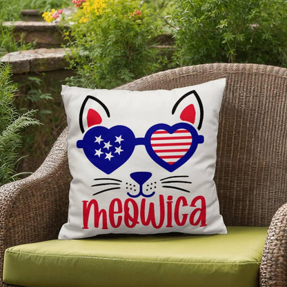 Mewoica Cat Patriotic Indoor-Outdoor Pillow