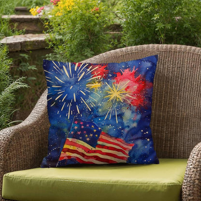 Fireworks Flag and Freedom Patriotic Indoor-Outdoor Home Decor Pillow