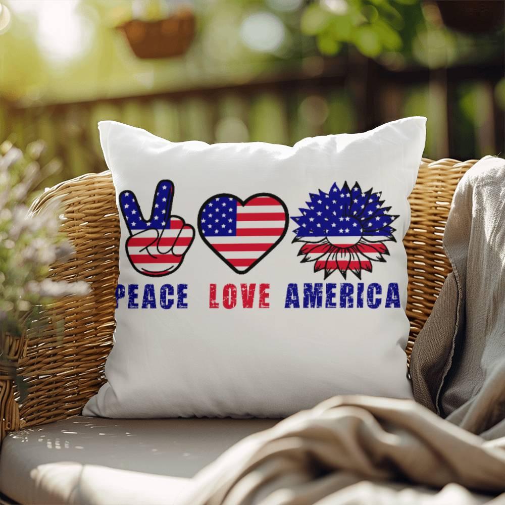 Peace Love America Comfy Indoor-Outdoor Pillow