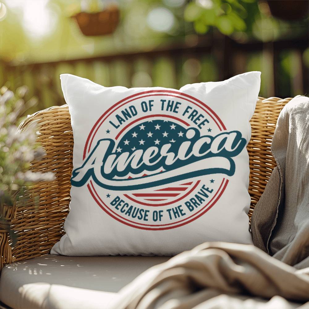 America Land of the Free Patriotic Indoor-Outdoor Pillow