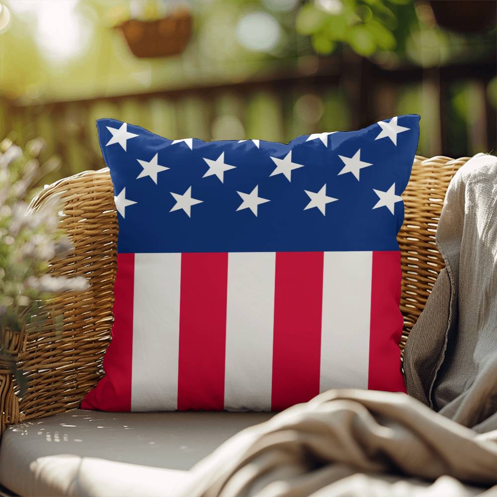 American Flag Patriotic Home Decor Indoor-Outdoor Polyester Printed Pillow