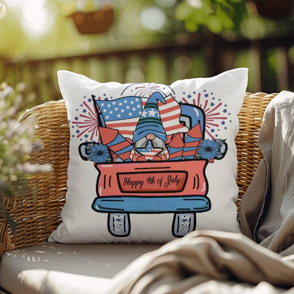 Fourth of July Gnome Parade Patriotic Indoor-Outdoor Pillow