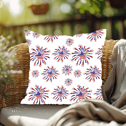 Star Red White and Blue Fireworks 4th of July Patriotic Indoor-Outdoor Pillow