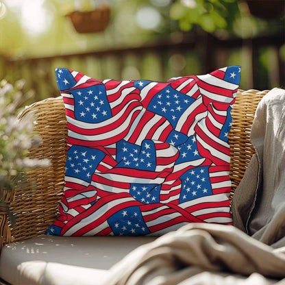 Patriotic American Flags Indoor-Outdoor Printed Pillow