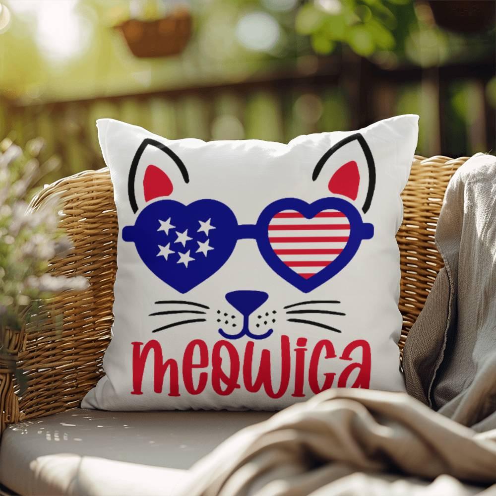 Mewoica Cat Patriotic Indoor-Outdoor Pillow