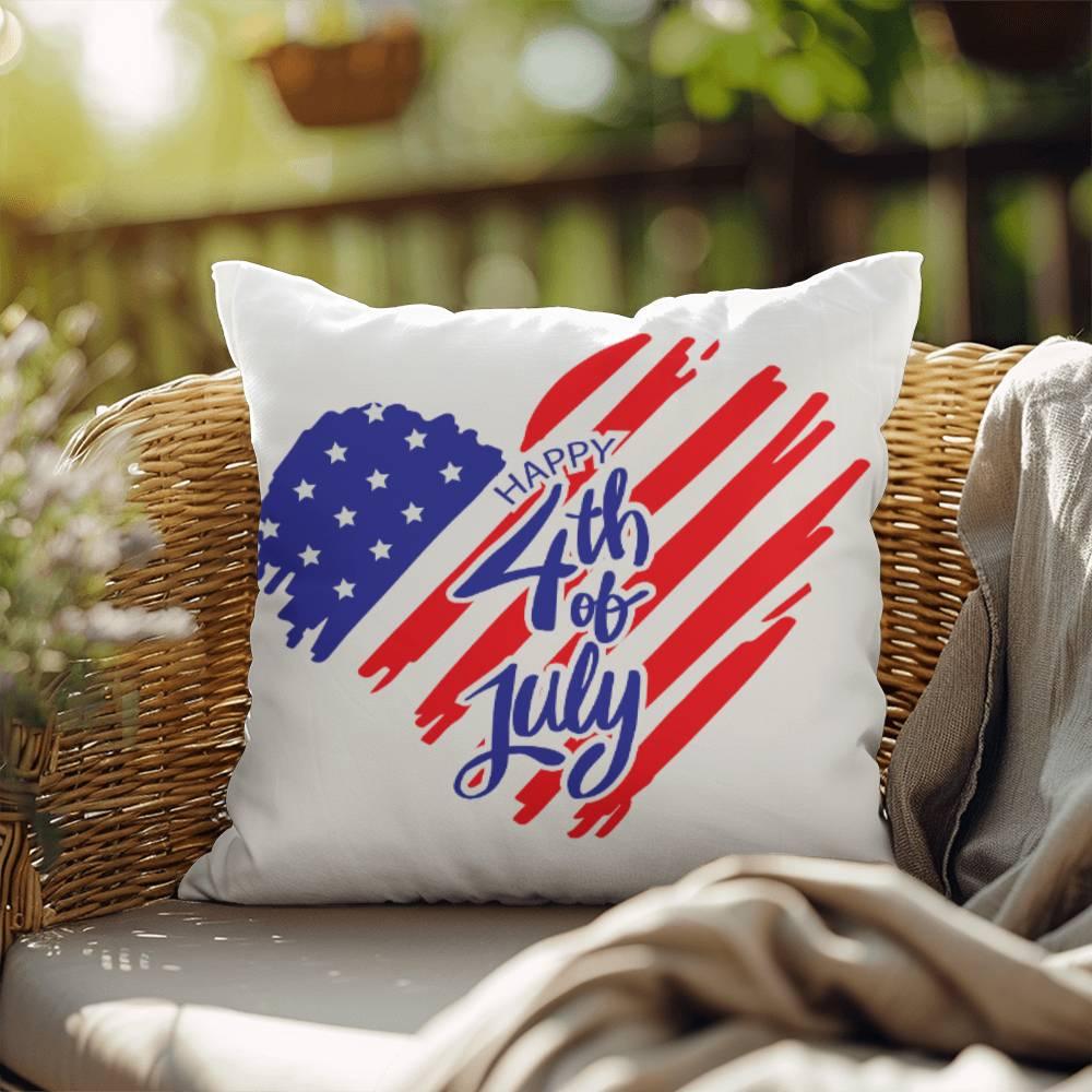 Happy 4th of July Patriotic Heart Comfy Indoor-Outdoor Pillow