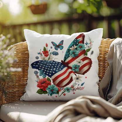 Butterfly Bouquet Patriotic Indoor-Outdoor Pillow