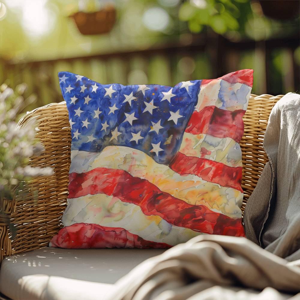 Old Glory American Flag Patriotic Indoor-Outdoor Home Decor Pillow